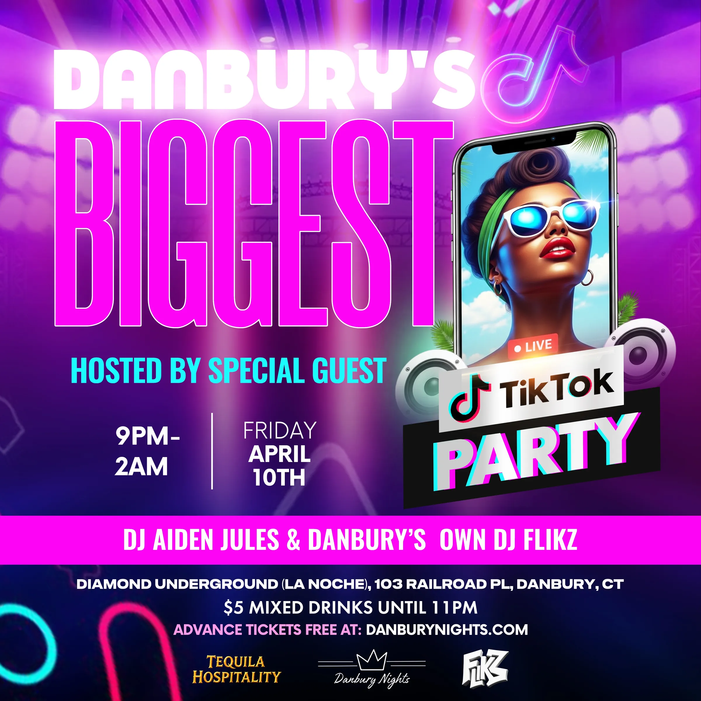 Danbury’s Biggest Tik Tok Party flyer