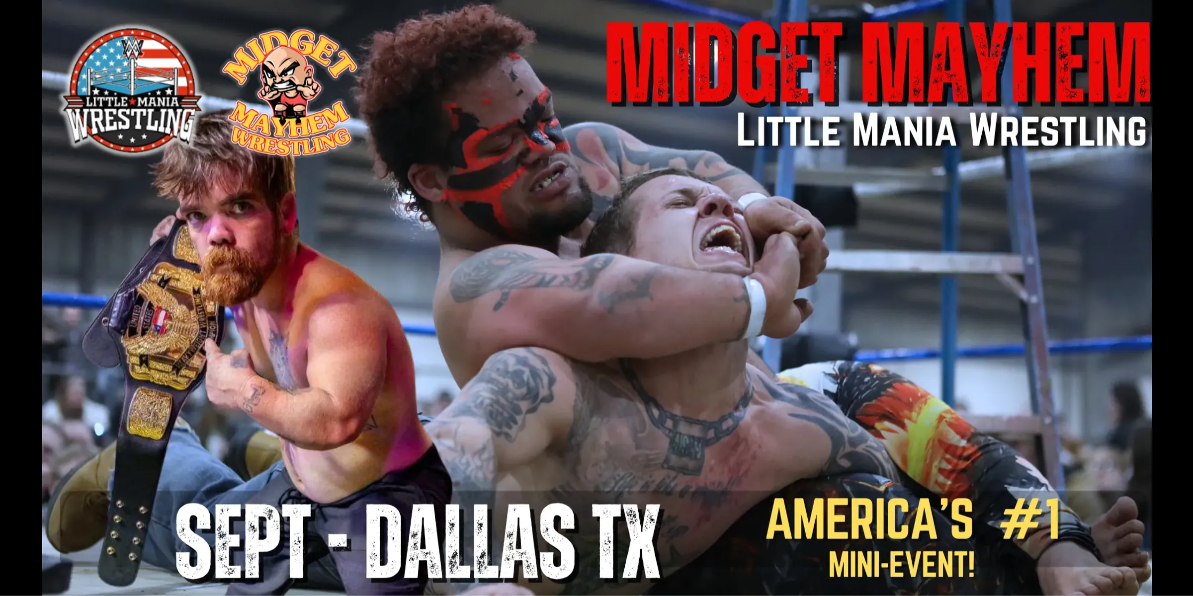 Dallas TX - "Midget Mayhem / Little Mania" Mini-Wrestling LIVE! (16+) flyer