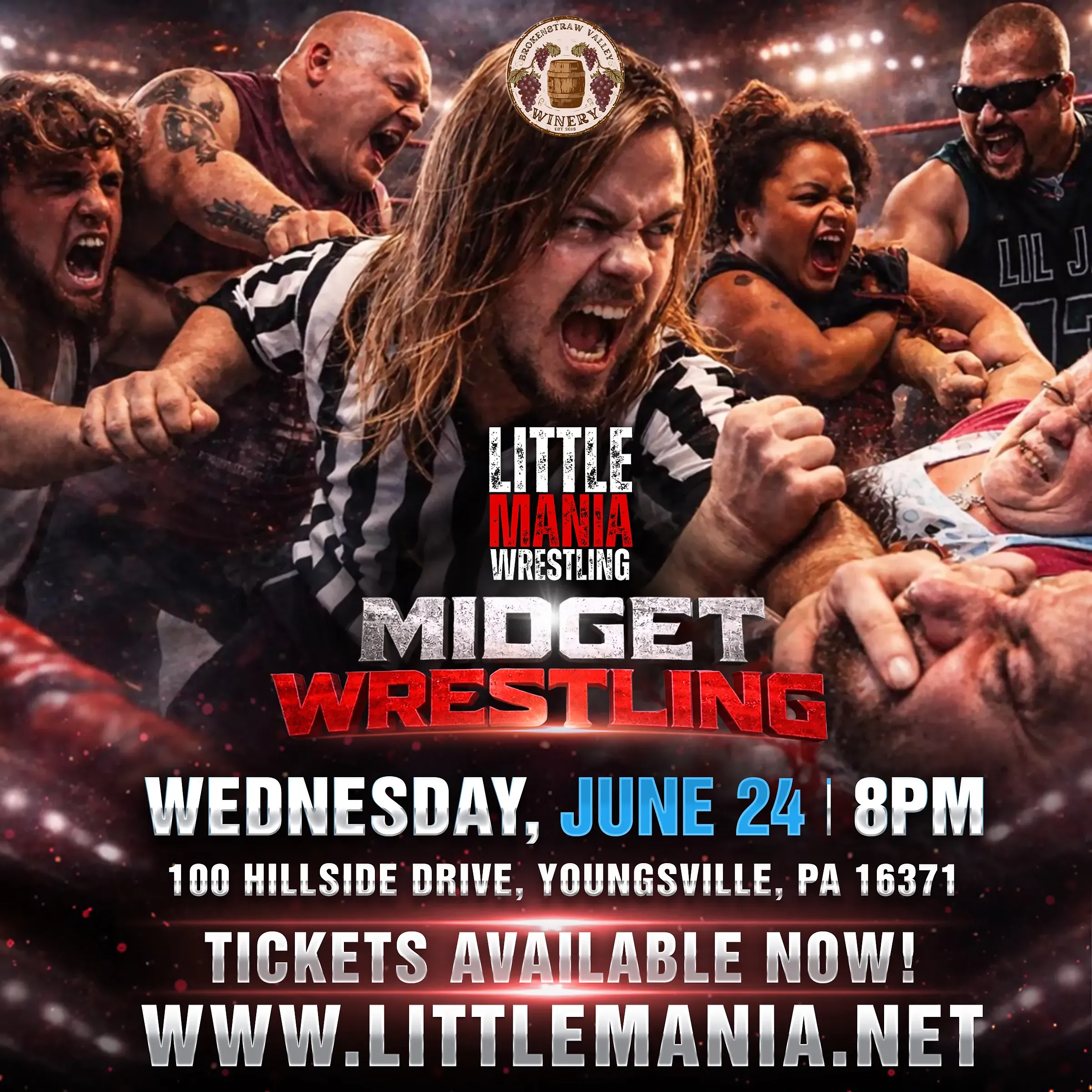 Little Mania Midget Wrestling – Youngsville, PA– June 24th, 2026 – Buy Now!!!