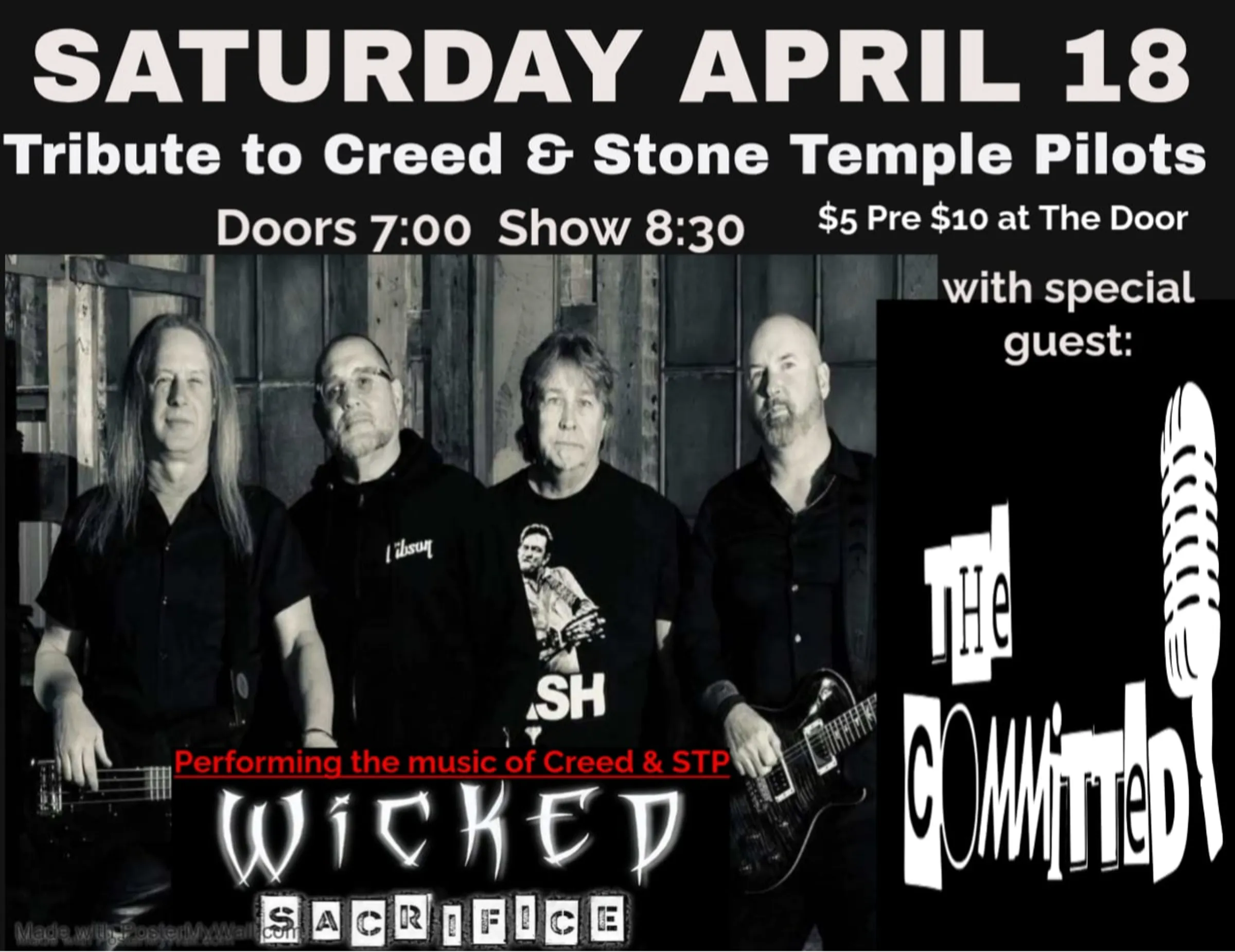 Wicked Sacrifice - A Tribute to Creed & Stone Temple Pilots flyer