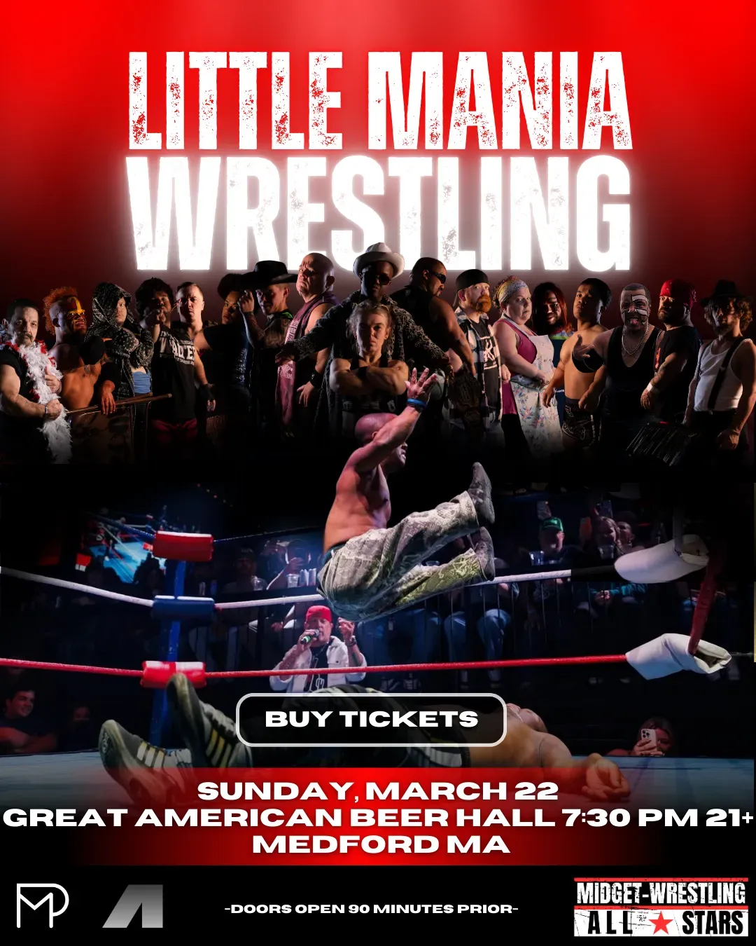 Little Mania Midget Wrestling – Medford, MA – March 22, 2026 – Buy Now