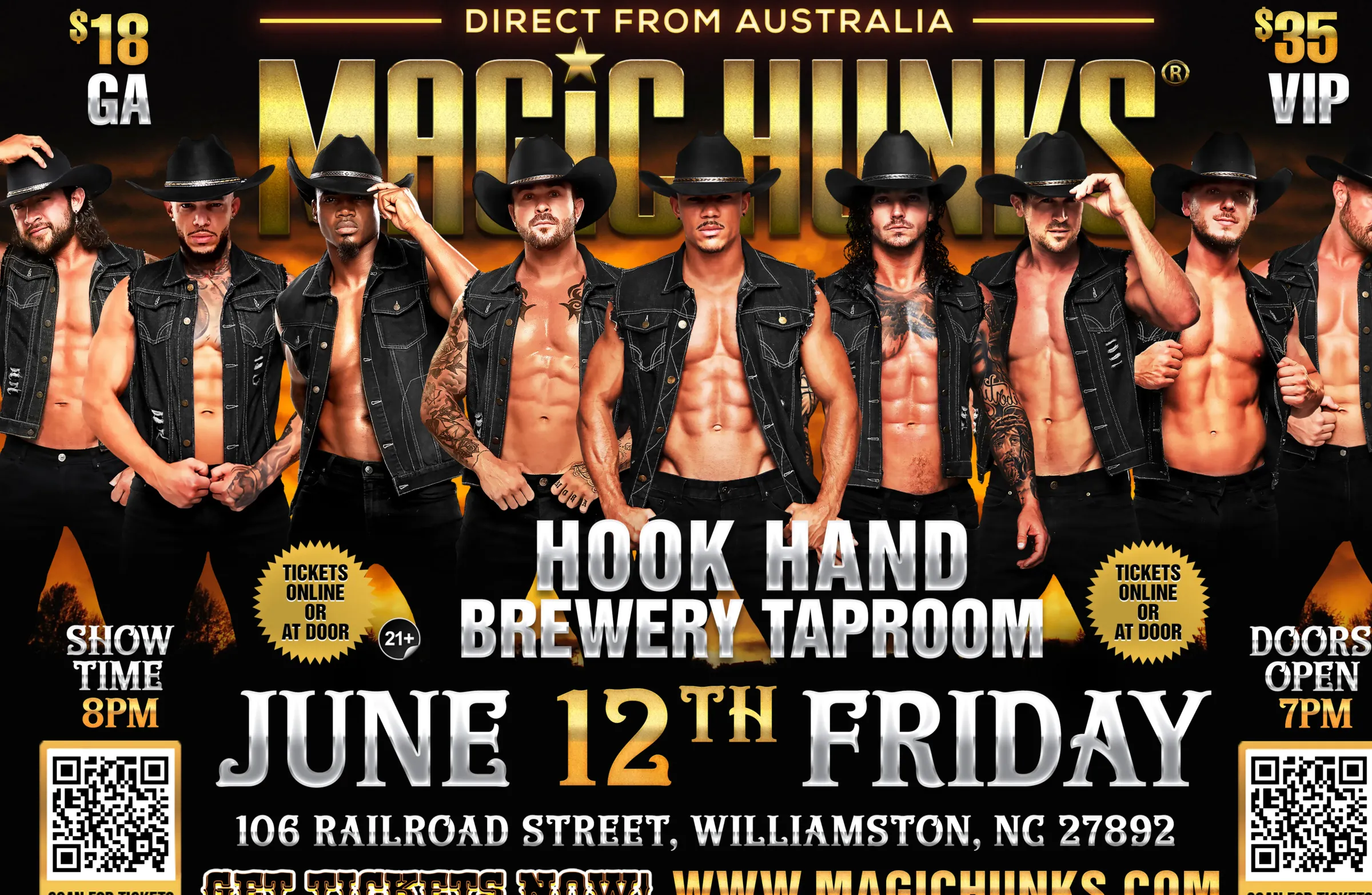MAGIC HUNKS® AUSTRALIAN TAKEOVER WILLIAMSTON,NC USA!!!