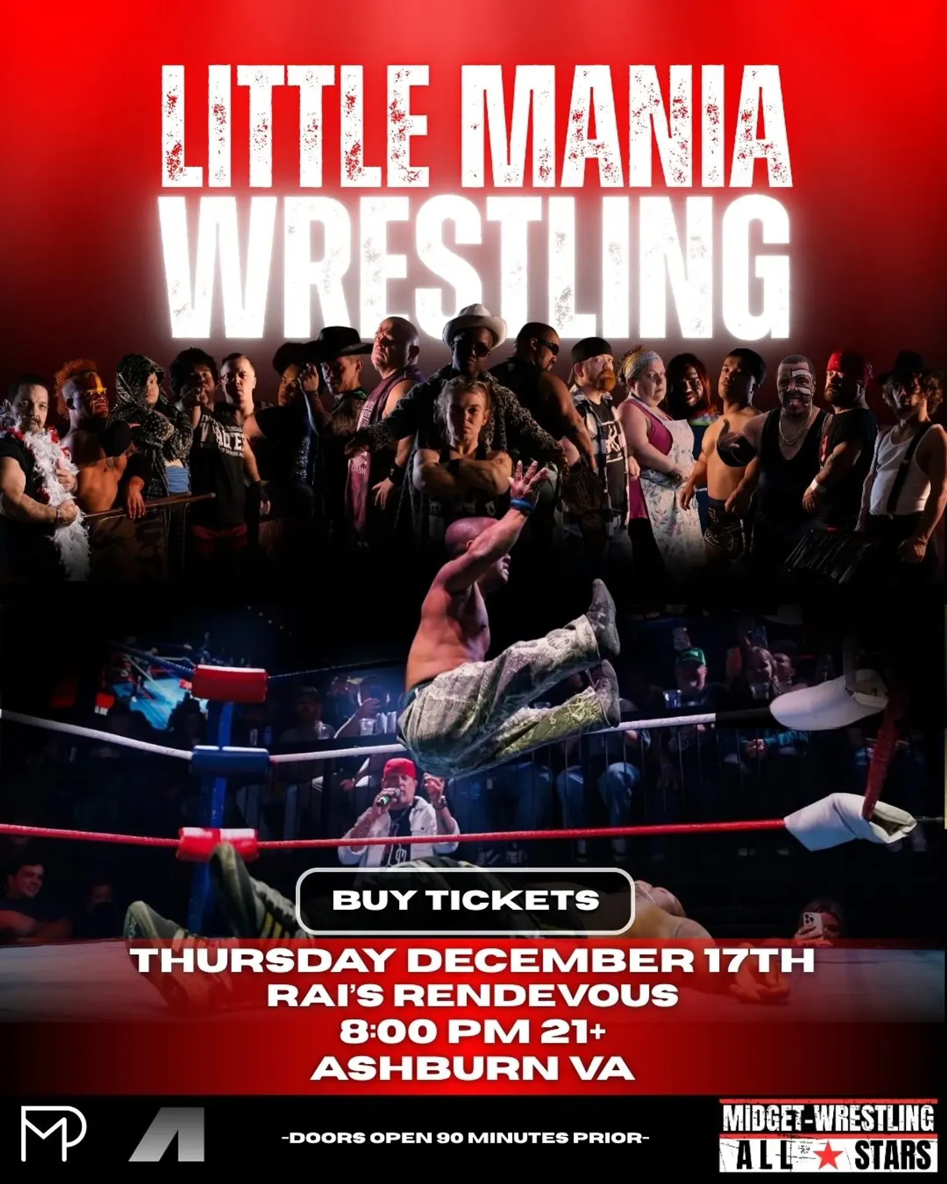 Little Mania Midget Wrestling – Ashburn, VA – December 17, 2026 – Buy Now flyer