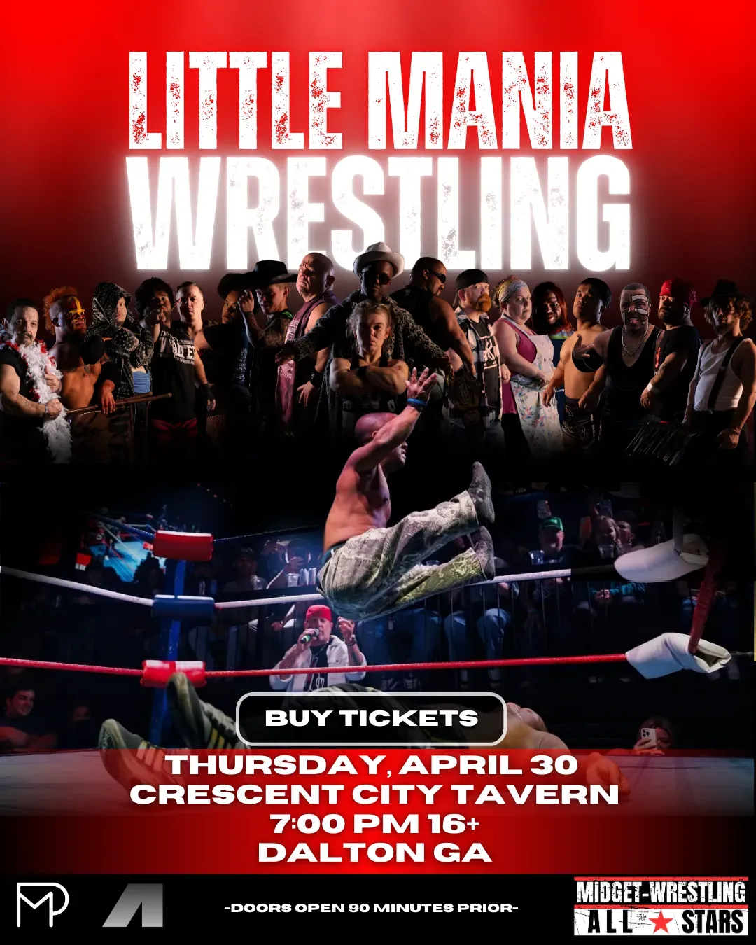 Little Mania Midget Wrestling – Dalton, GA – April 30, 2026 – Buy Now flyer