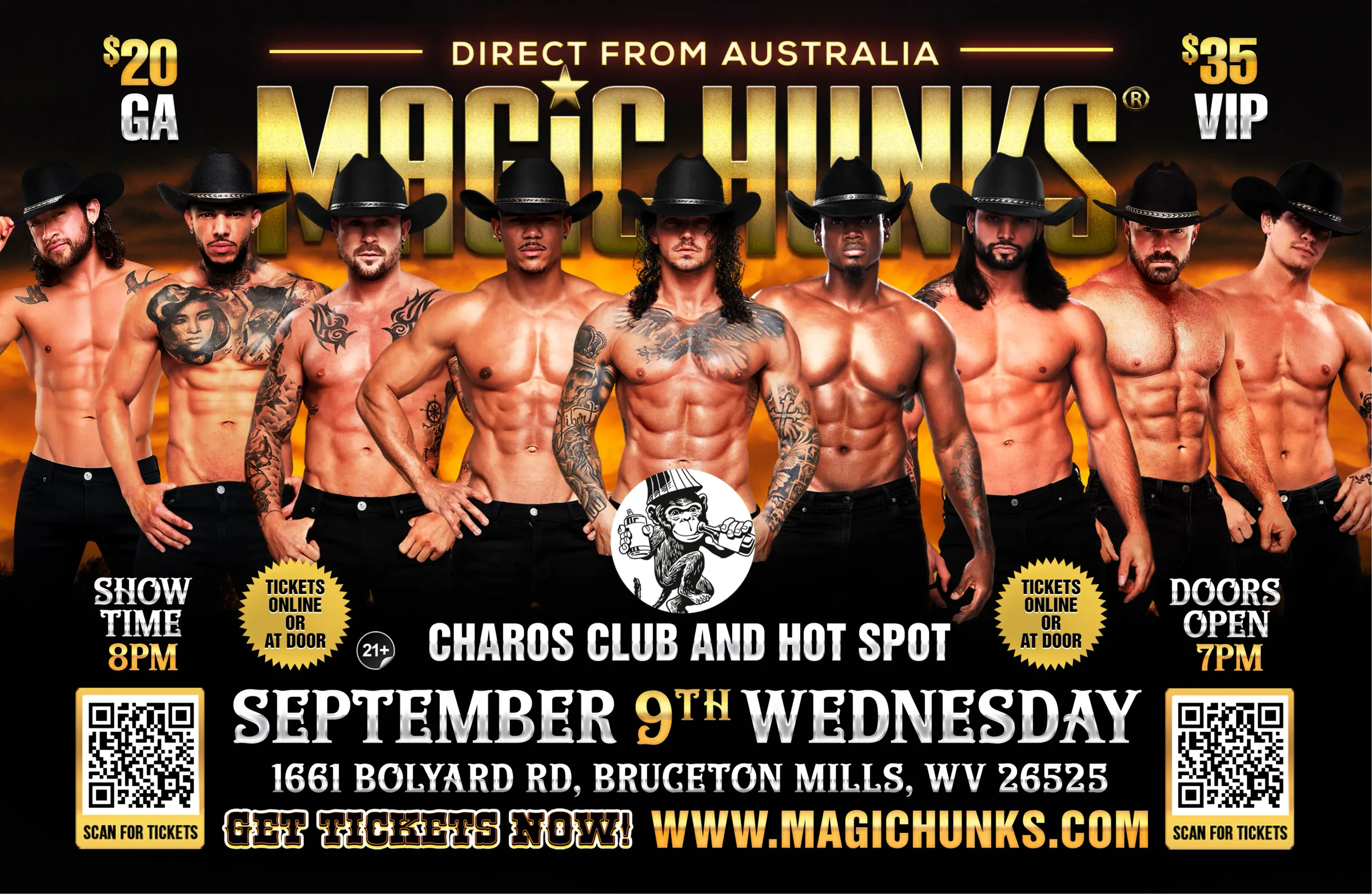 MAGIC HUNKS® AUSTRALIAN TAKEOVER BRUCETON MILLS,WV!!!