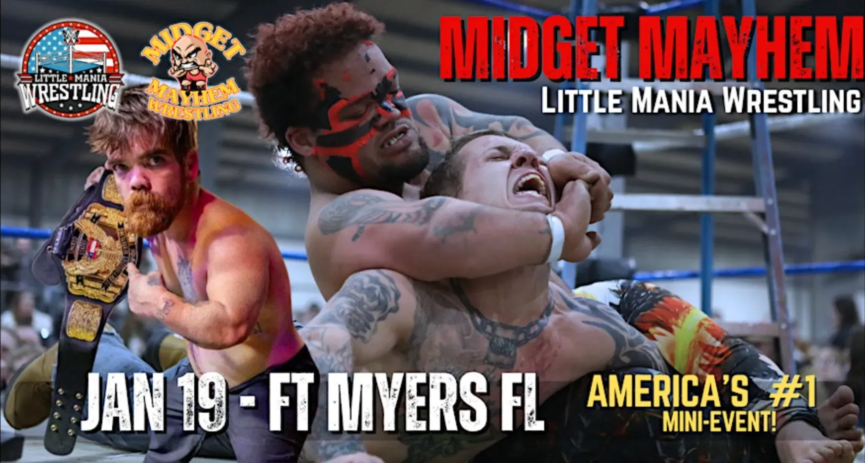 "Midgets With Attitude" @Midget Mayhem Wrestling LIVE! Fort Myers FL (18+)