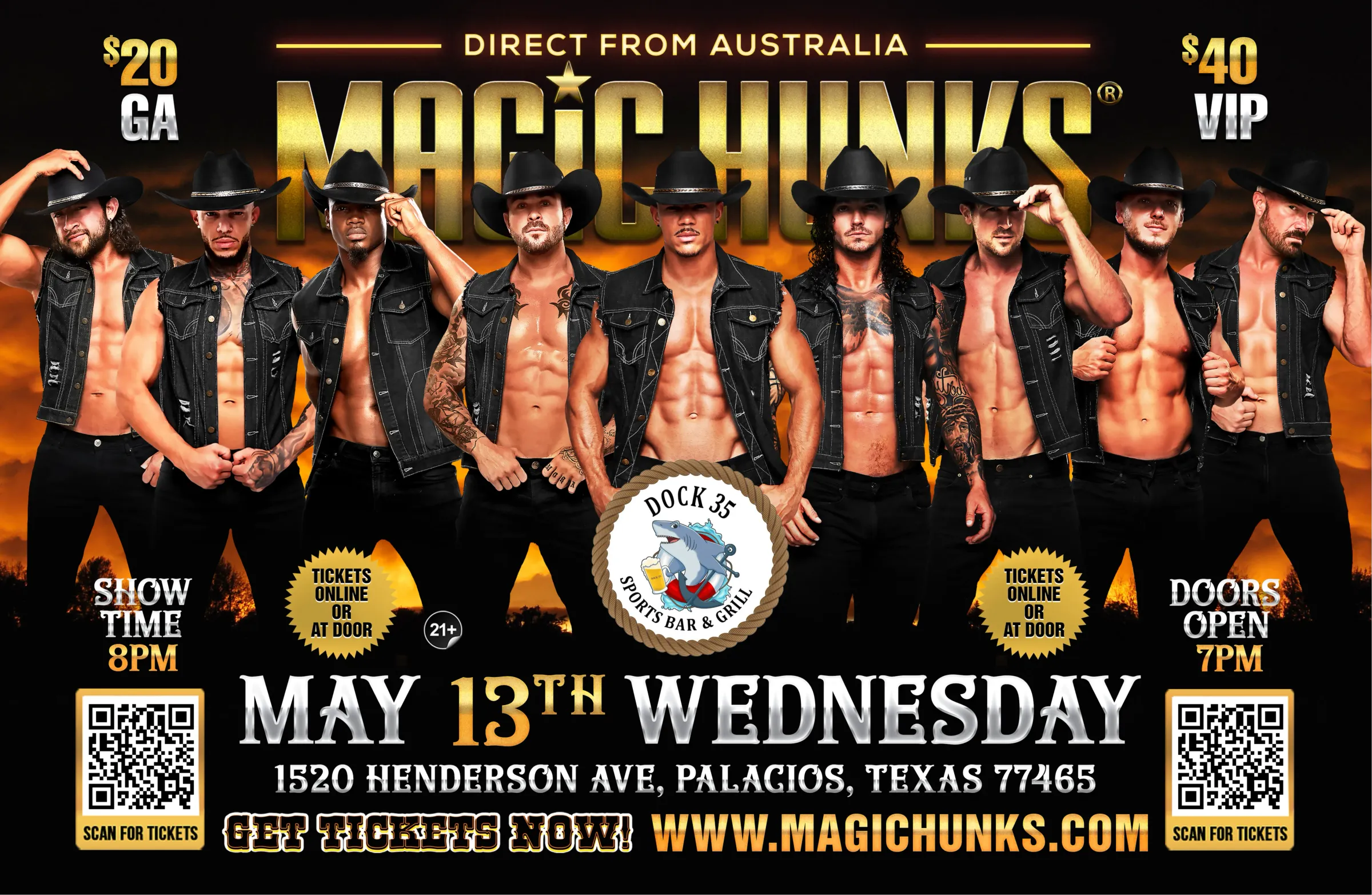 AUSTRALIA'S MAGIC HUNKS  TAKEOVER PALACIOS, TX, USA!!