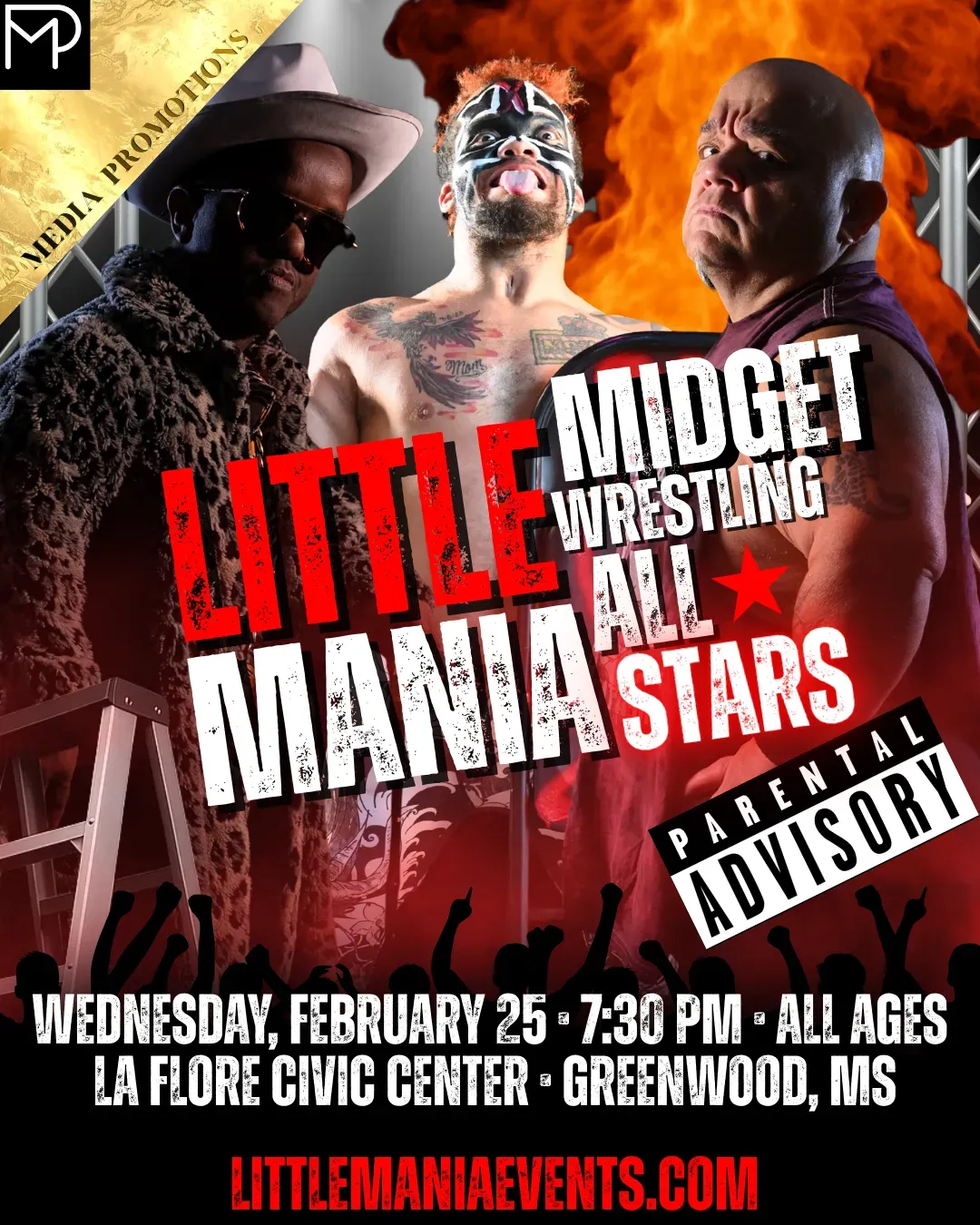 Little Mania Midget Wrestling – Greenwood, MS – Feb 25, 2026 – Buy Now
