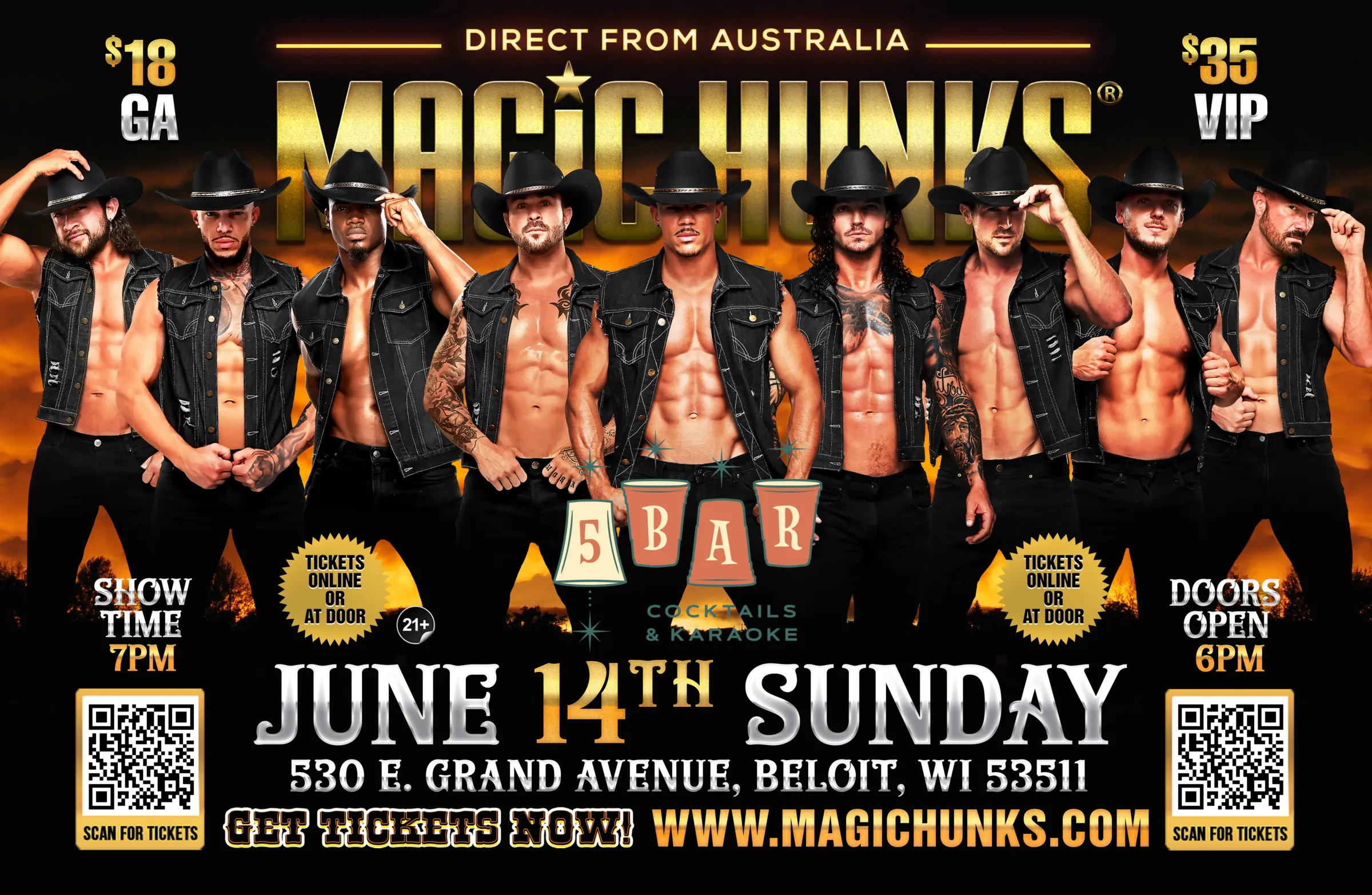 AUSTRALIA'S MAGIC HUNKS LIVE® TAKEOVER BELOIT, WI USA!!