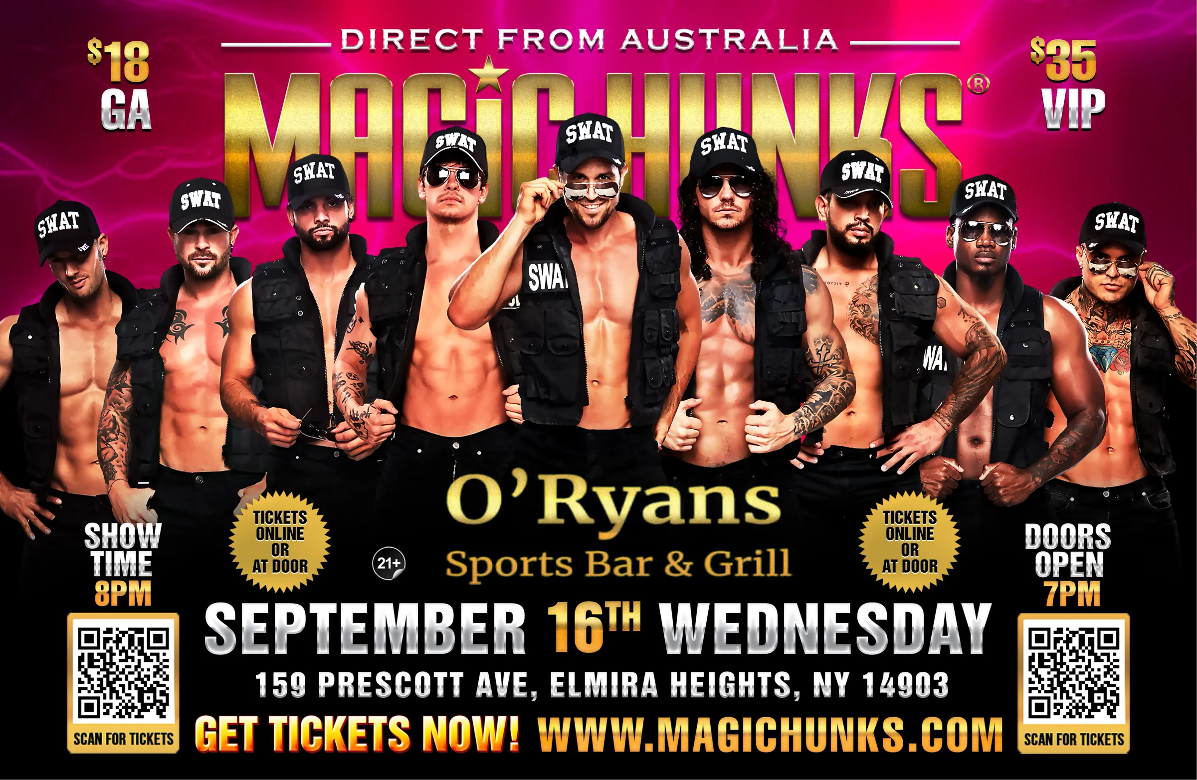 MAGIC HUNKS AUSTRALIA TAKEOVER ELMIRA HEIGHTS,NY!!!