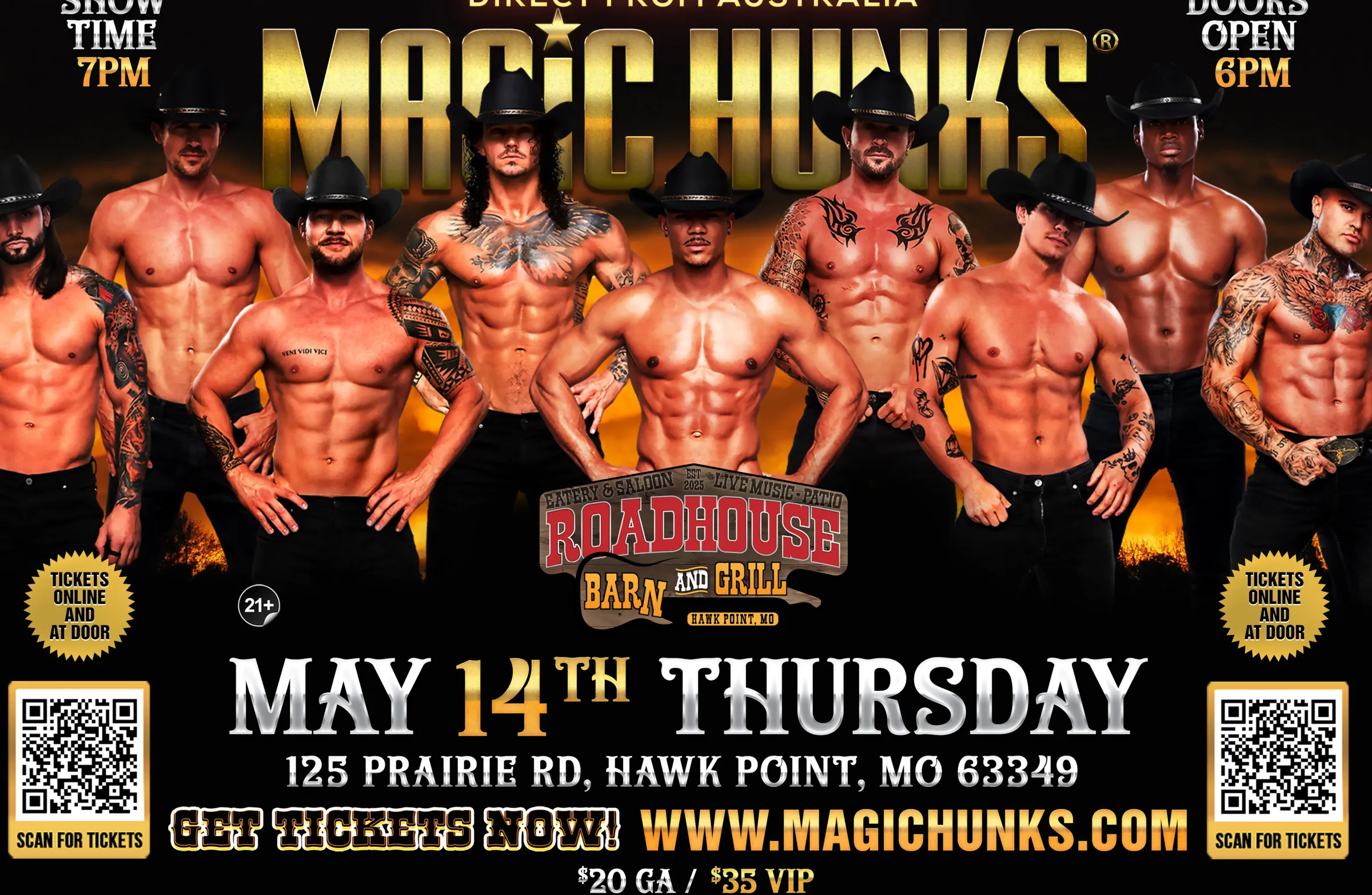 MAGIC HUNKS® AUSTRALIA TAKEOVER HAWK POINT,MO USA!!!