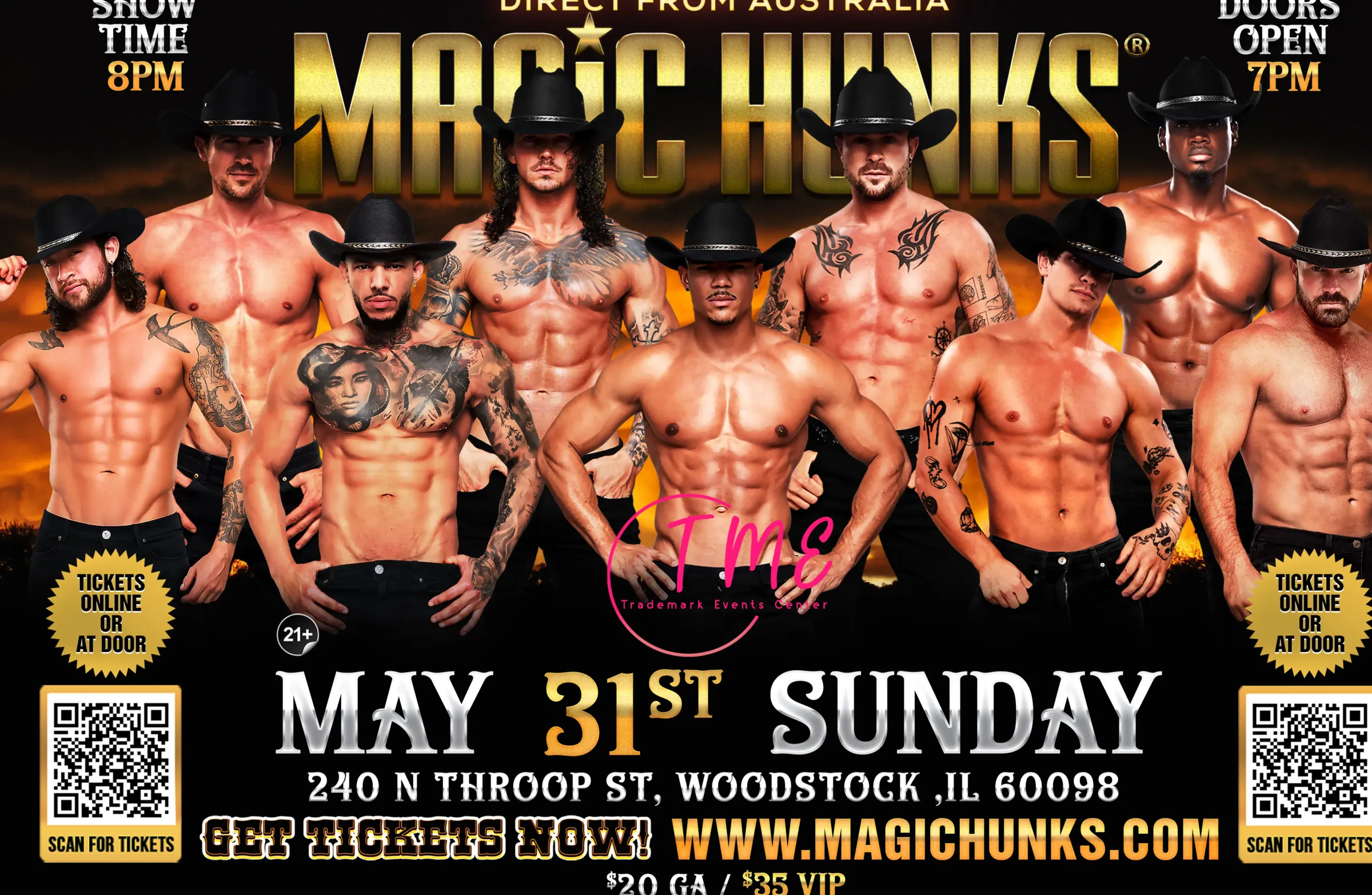 AUSTRALIA'S MAGIC HUNKS® TAKEOVER WOODSTOCK,IL USA!!!