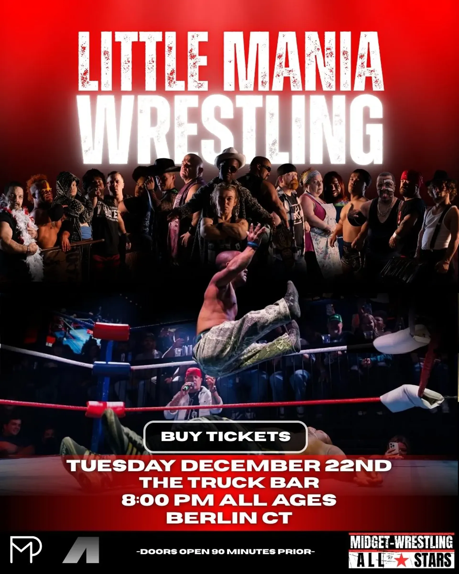 Little Mania Midget Wrestling – Berlin, CT – December 22, 2026 – Buy Now flyer