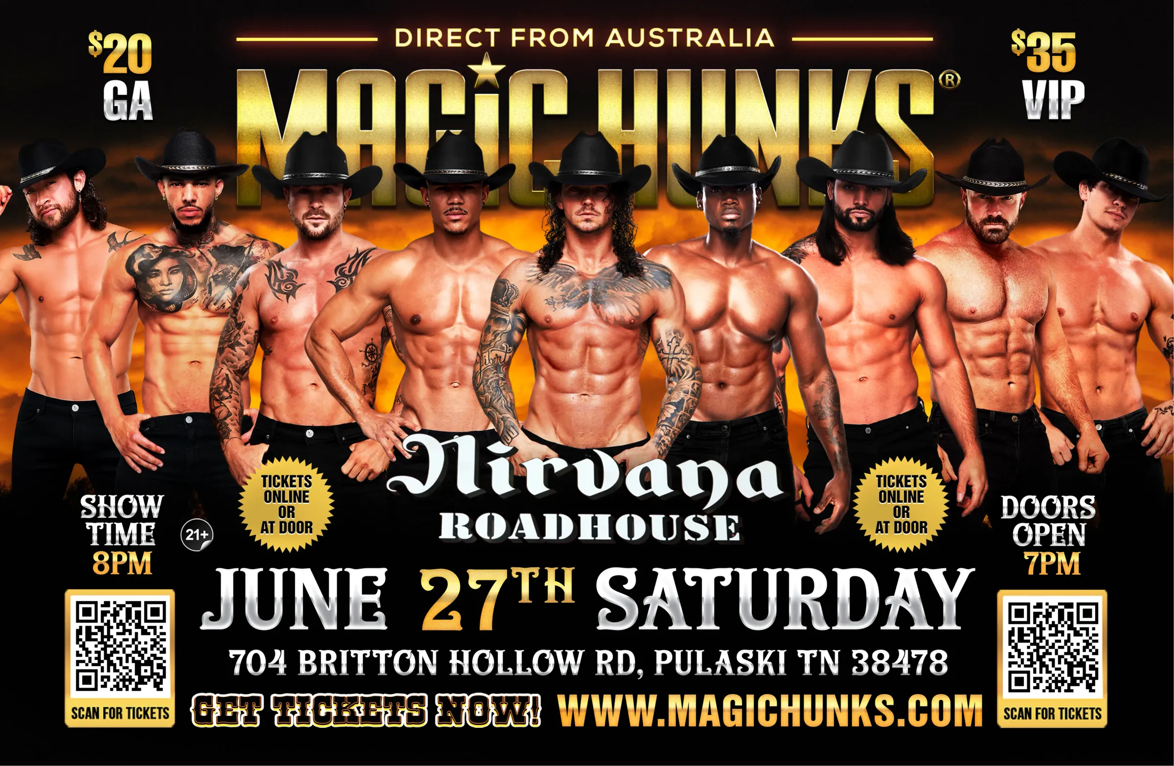 MAGIC HUNKS® AUSTRALIAN TAKEOVER PULASKI,TN USA!!!