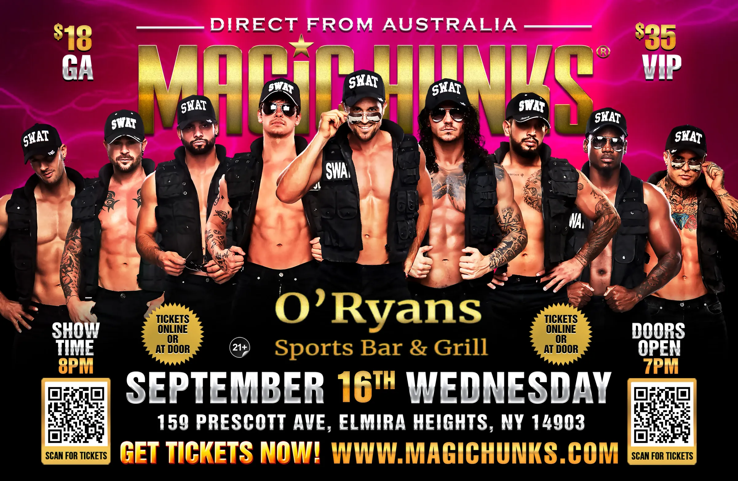 MAGIC HUNKS® AUSTRALIAN TAKEOVER ELMIRA HEIGHTS, NY USA!!