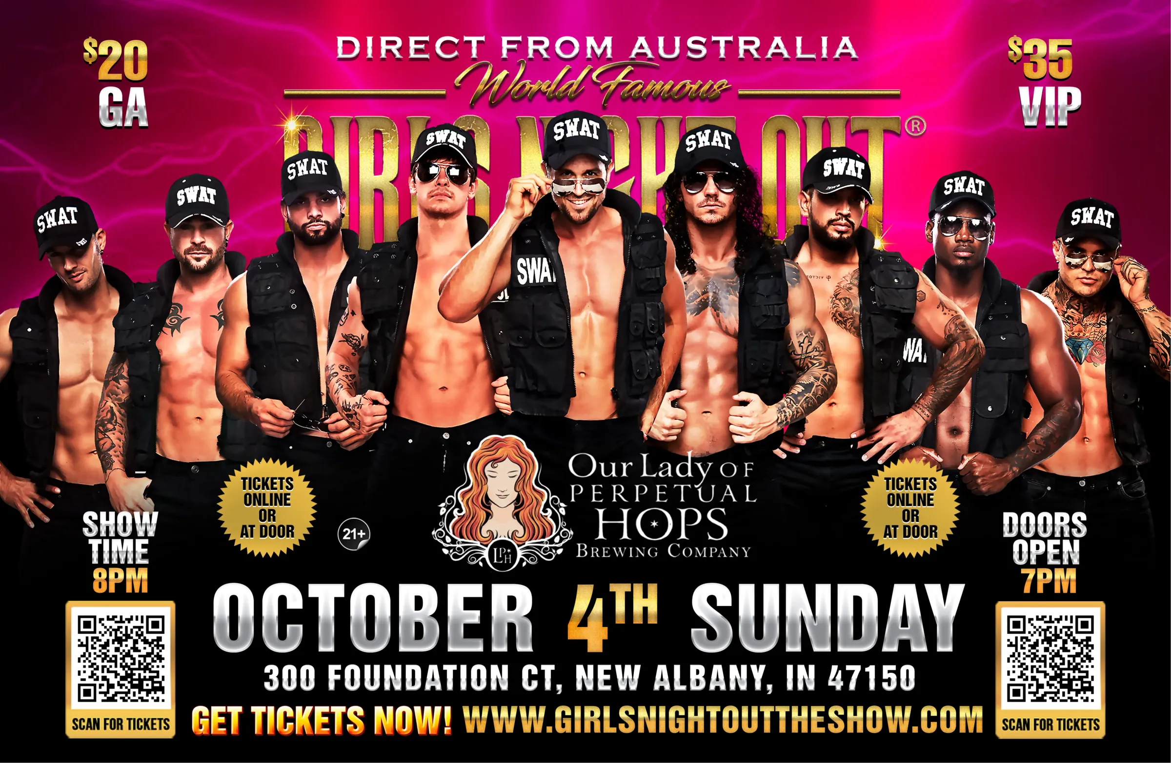 HUNKS" GIRLS NIGHT OUT THE SHOW® AUSTRALIA TAKEOVER NEW ALBANY,IN USA!!!