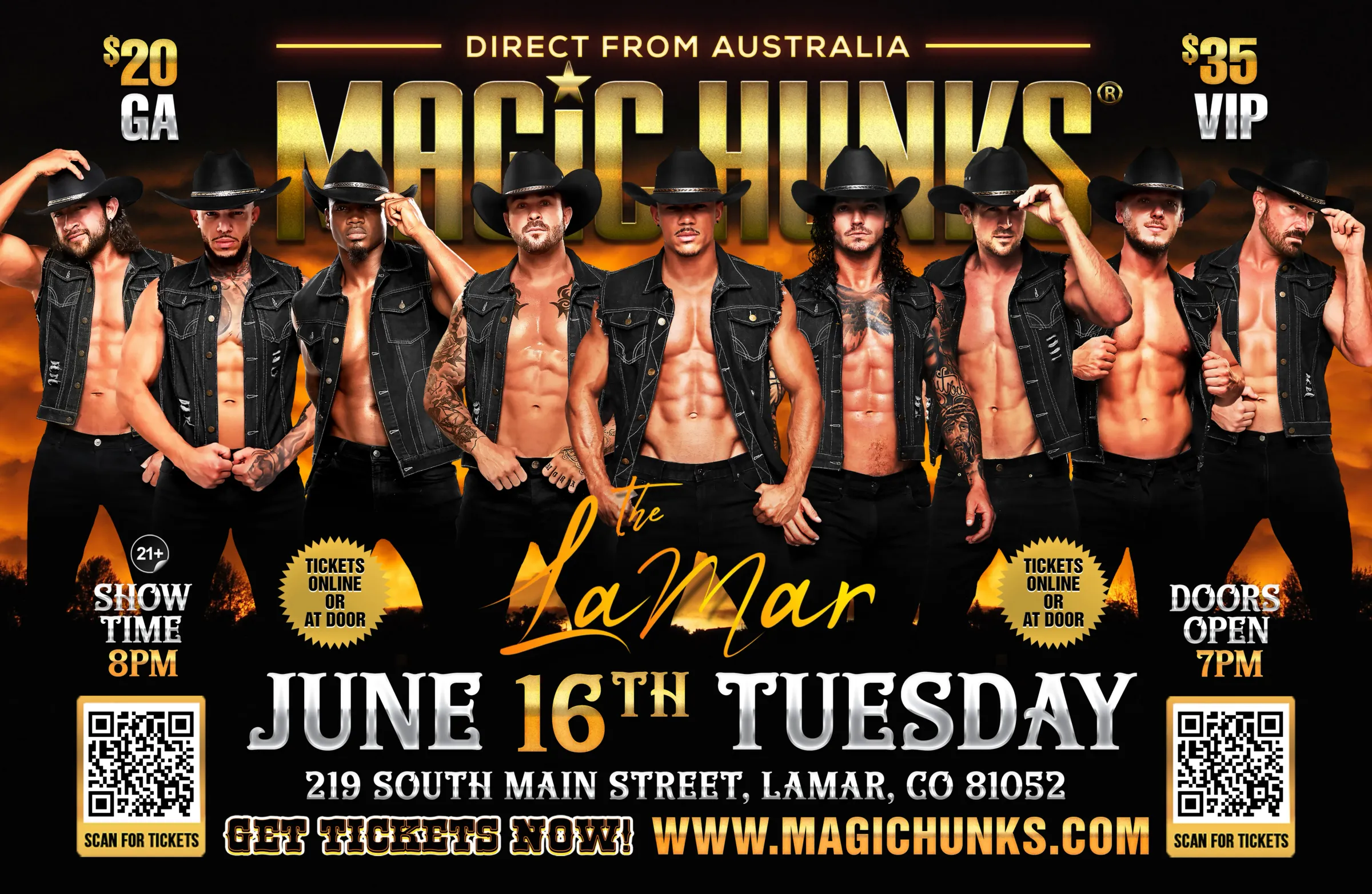AUSTRALIA'S MAGIC HUNKS® TAKEOVER LAMAR, CO USA!!