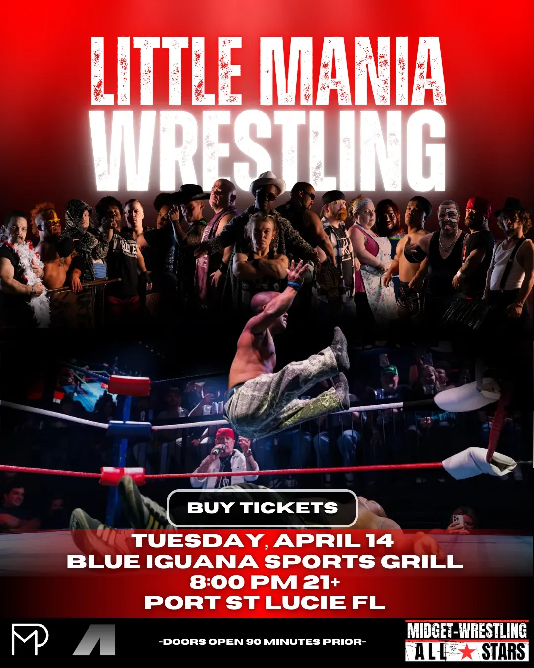 Little Mania Midget Wrestling – Port St. Lucie, FL – April 14, 2026 – Buy Now flyer