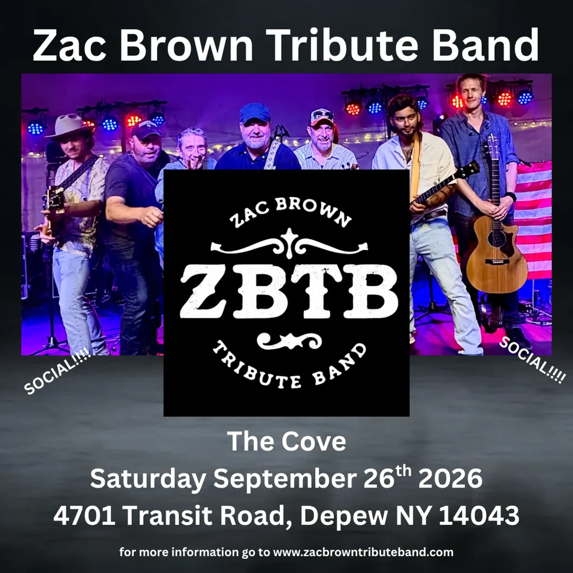 Zach Brown Tribute Band (ZBTB) at The Cove flyer
