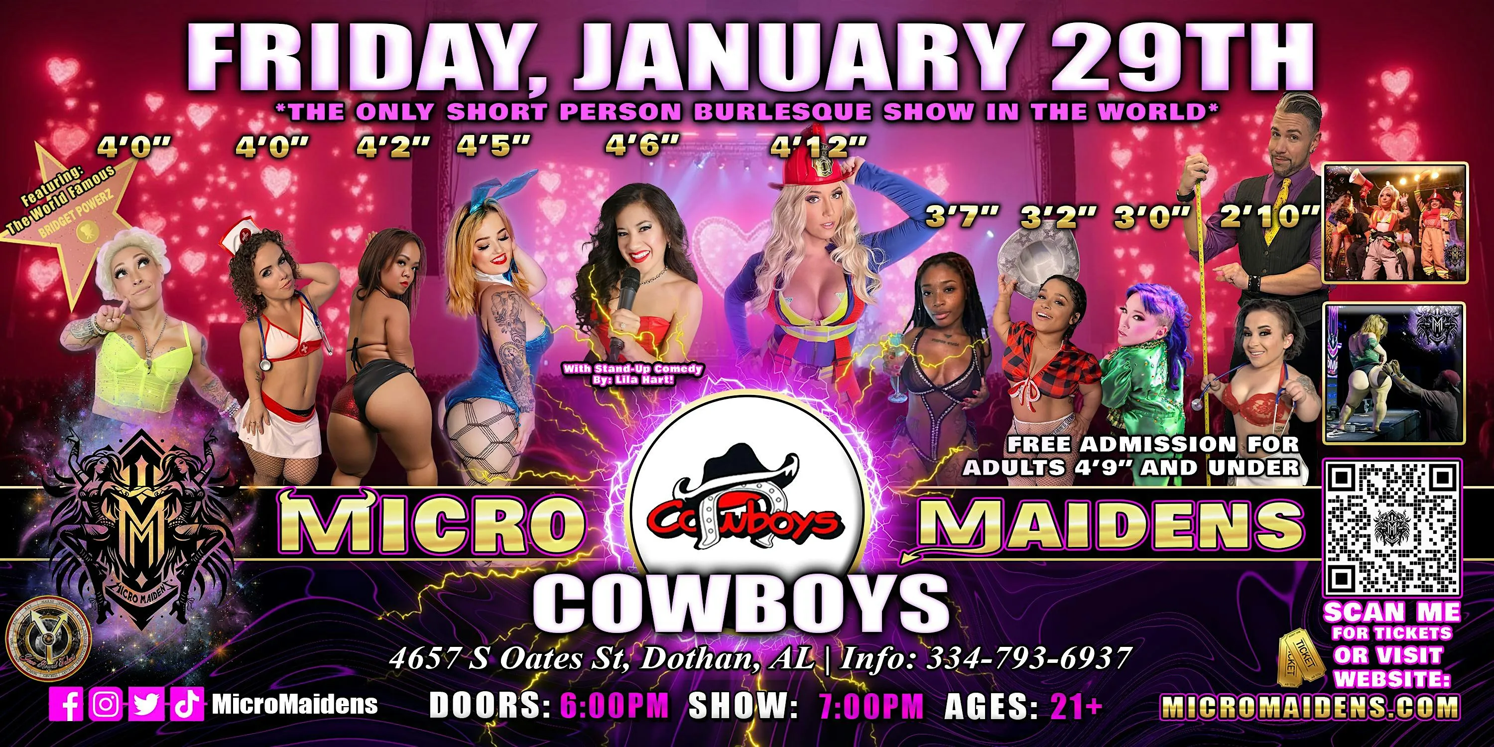 Dothan, AL - Micro Maidens Dwarf Dancers @ Cowboys