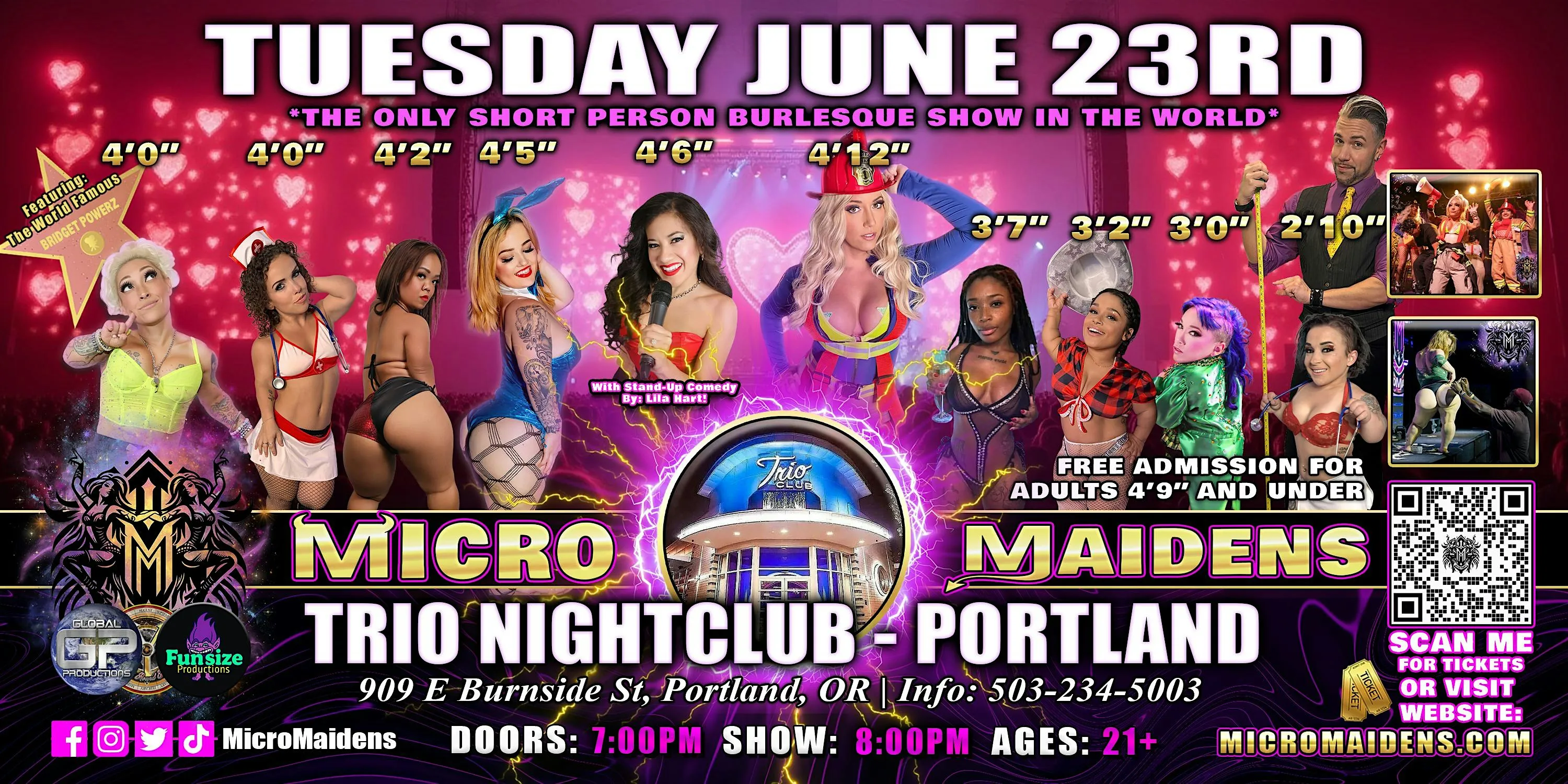 Portland, OR  - Micro Maidens Dwarf Dancers @ Trio Nightclub - TUESDAY