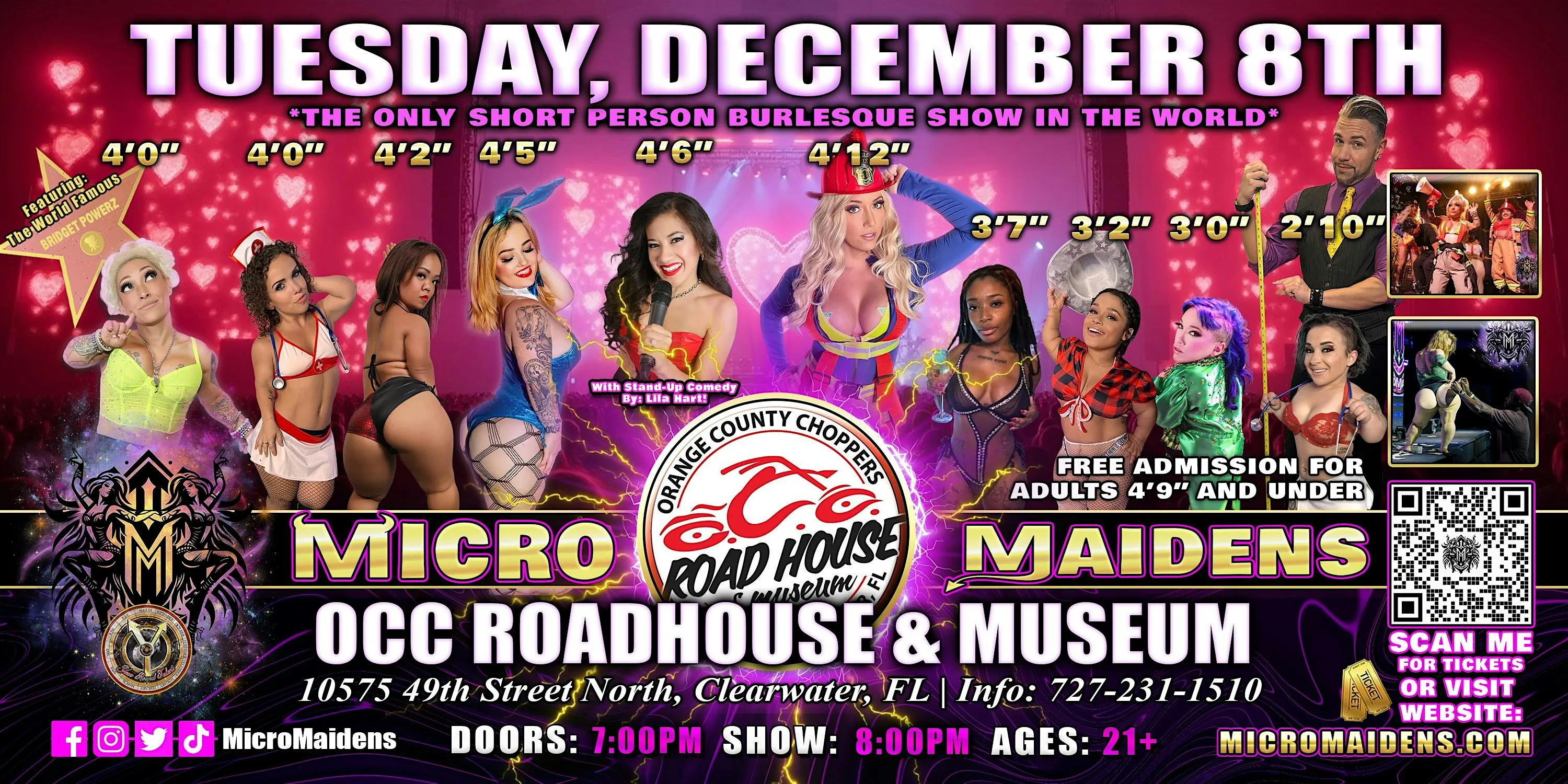 Clearwater, FL  - Micro Maidens Dwarf Dancers @ OCC Roadhouse & Museum