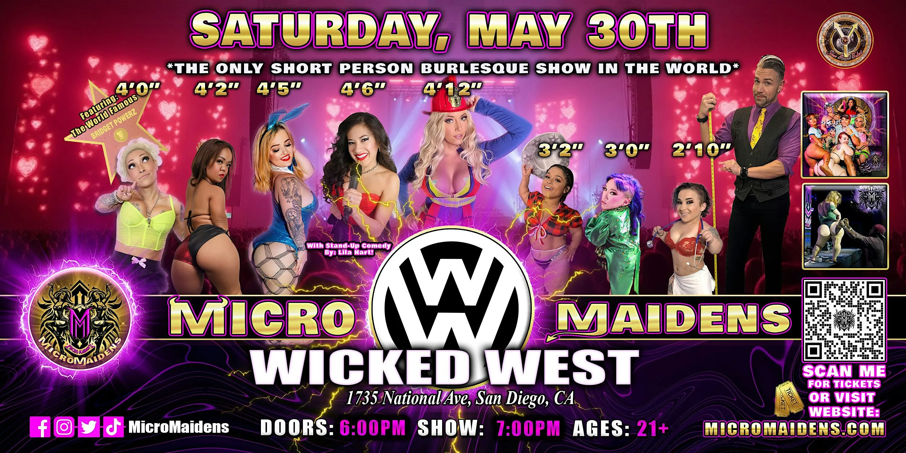 San Diego, CA  - Micro Maidens Dwarf Dancers @ Wicked West