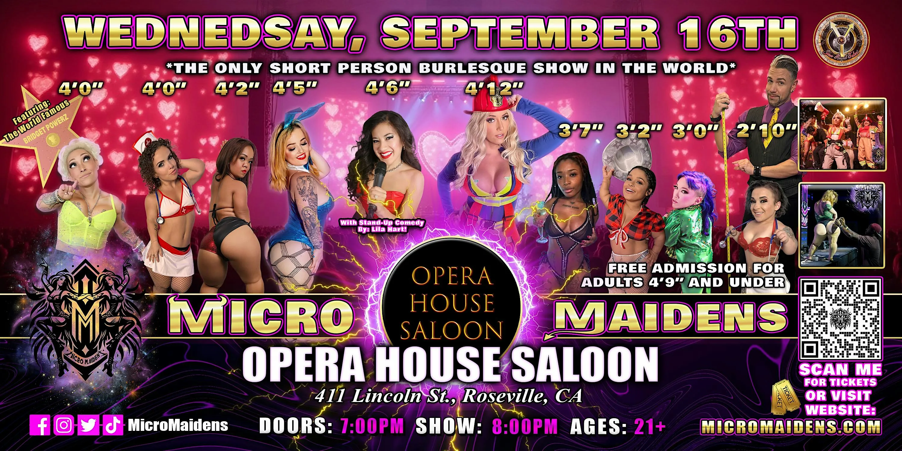 Roseville, CA  - Micro Maidens  @Opera House Saloon - WEDNESDAY