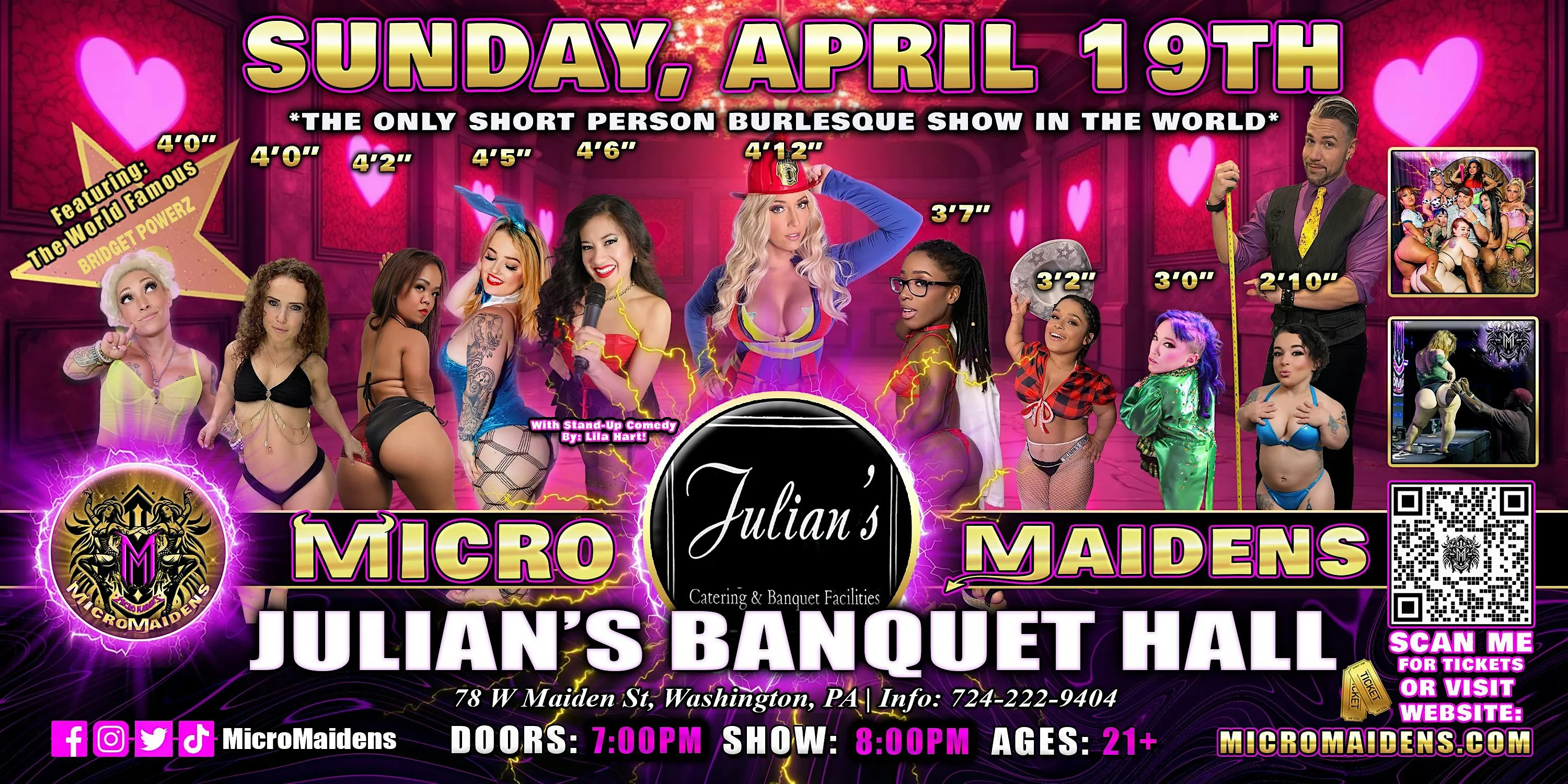 Washington, PA - Micro Maidens Dwarf Dancers @Julian's Banquet Hall flyer