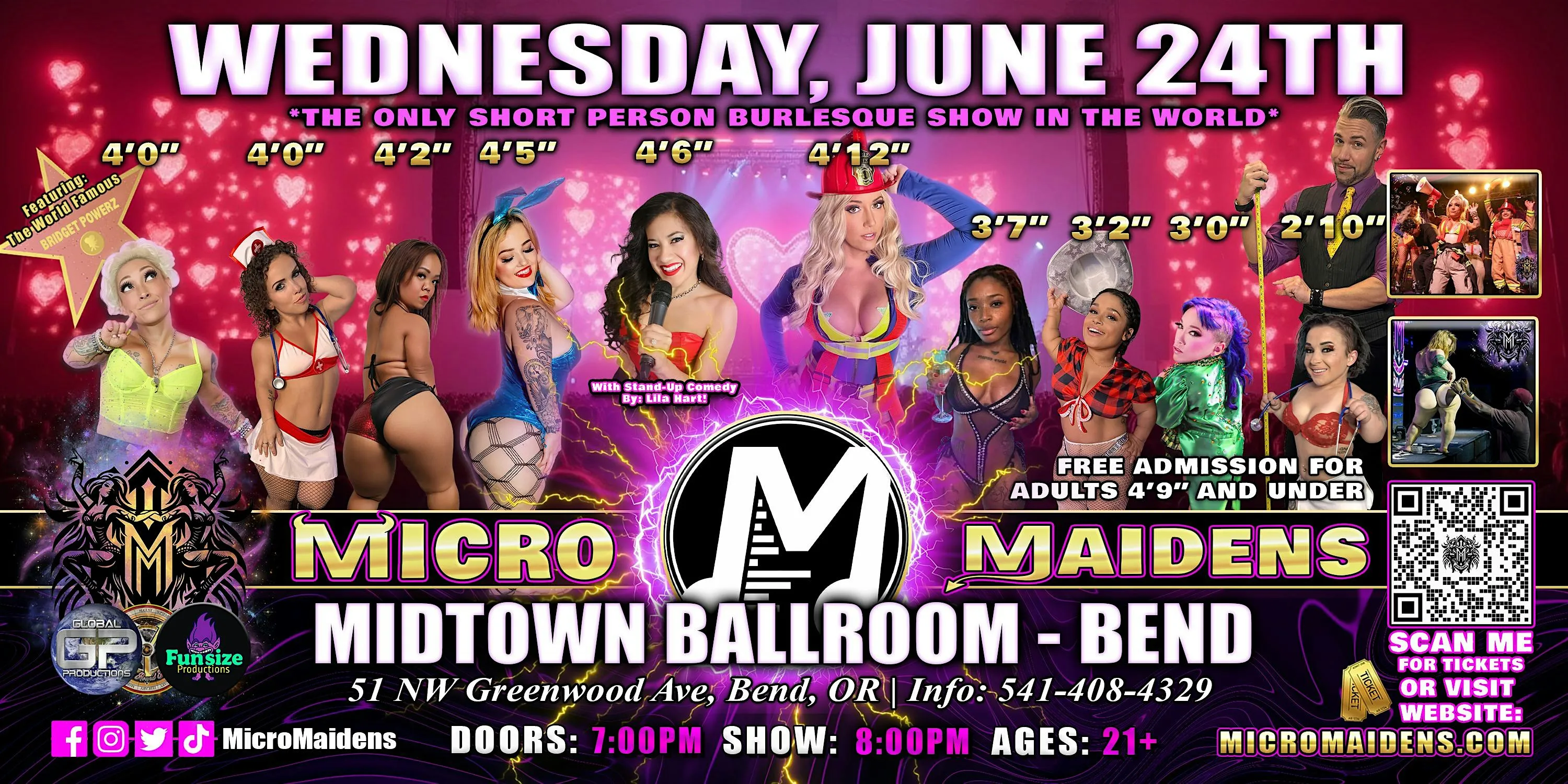 Bend, OR  - Micro Maidens Dwarf Dancers @ Midtown Ballroom