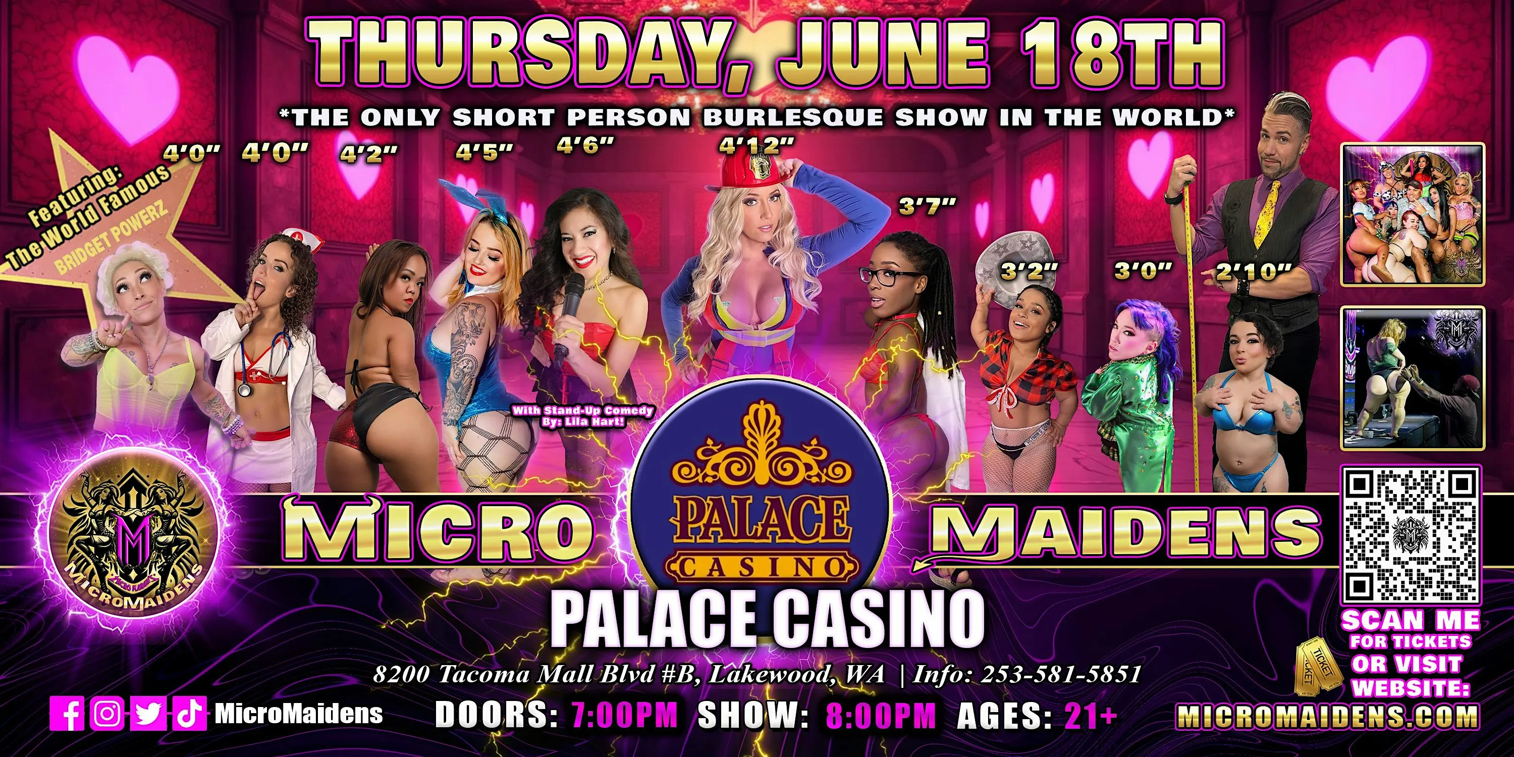 Lakewood, WA  - Micro Maidens Dwarf Dancers @ Palace Casino - Thursday!
