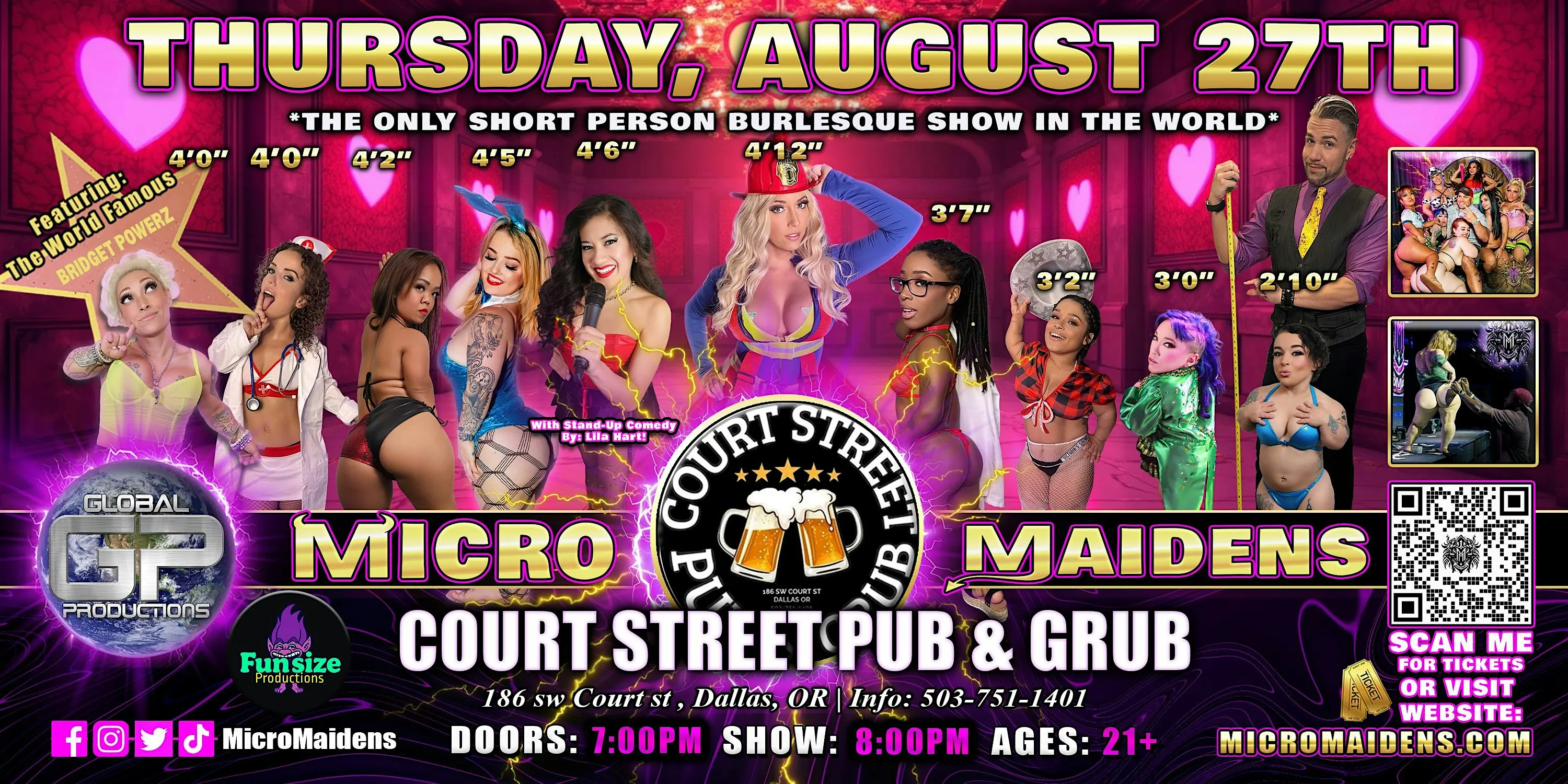 Dallas, OR  - Micro Maidens Dwarf Dancers @ Court Street Pub & Grub