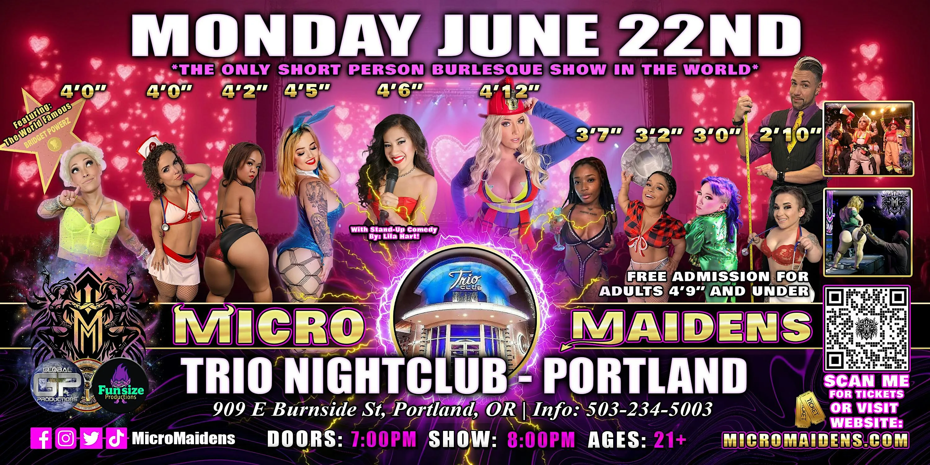 Portland, OR  - Micro Maidens Dwarf Dancers @ Trio Nightclub - MONDAY