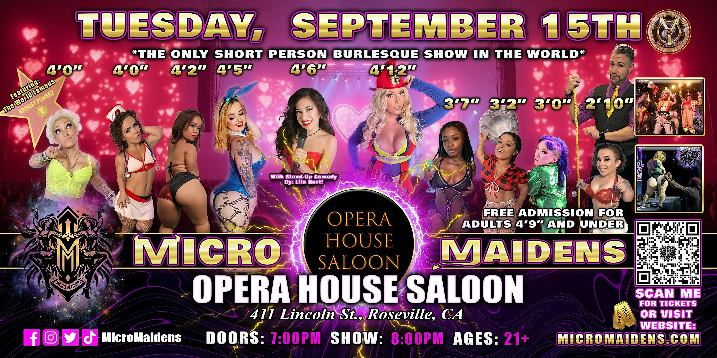 Roseville, CA  - Micro Maidens @Opera House Saloon - TUESDAY