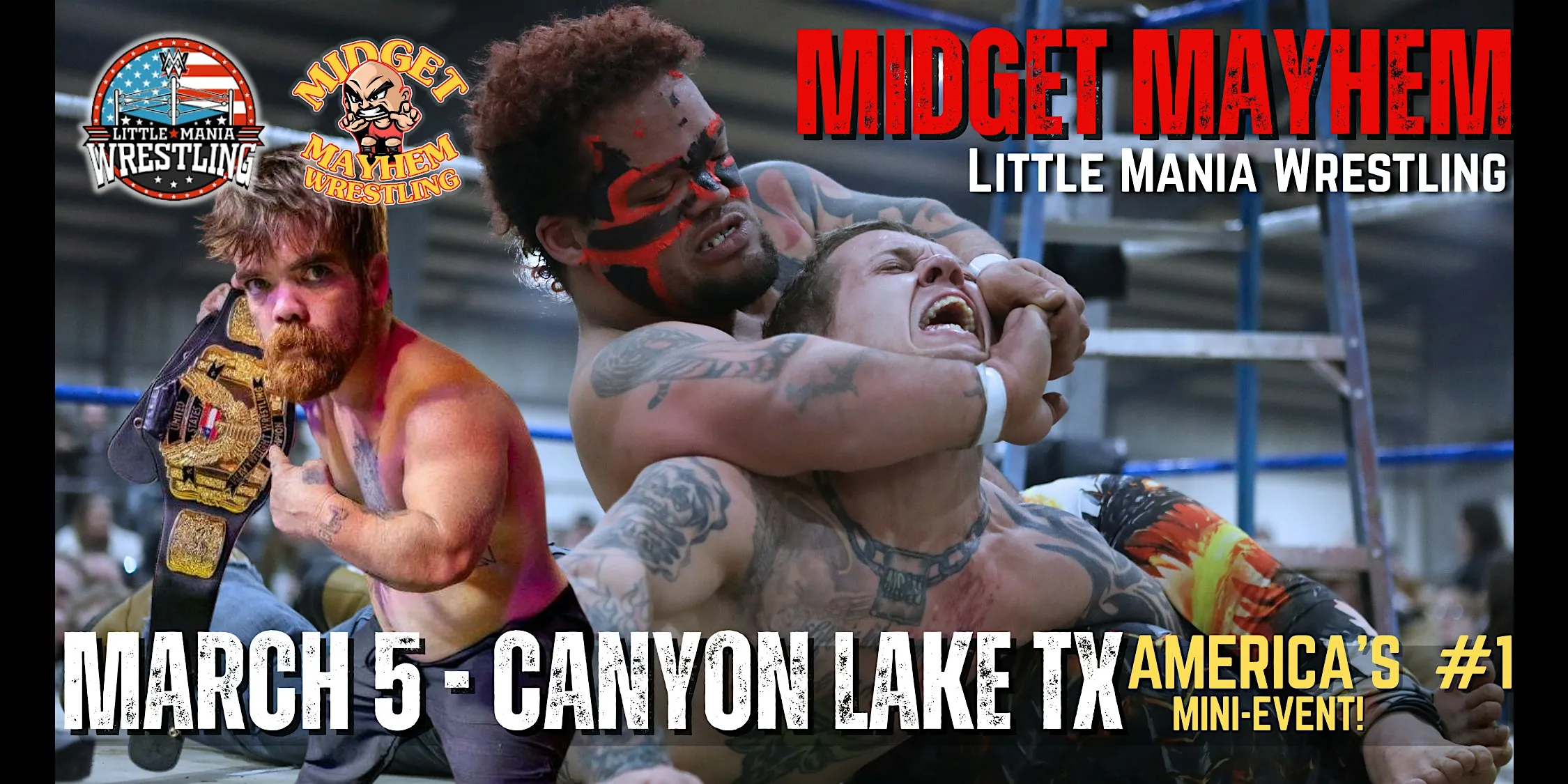 Midget Mayhem / Little Mania" Mini Wrestling LIVE! Canyon Lake TX (18+)