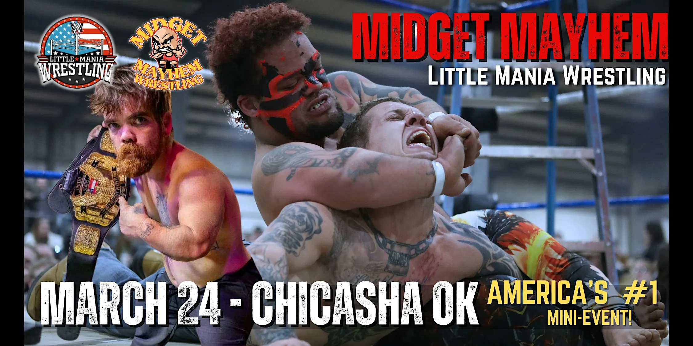 Chickasha OK - Midget Mayhem / Little Mania" Mini Wrestling LIVE! (21+)